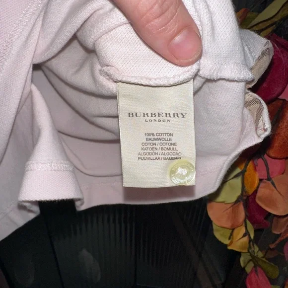 Burberry Men's Polo Shirt - Soft Pink Size Medium - Picture 3 of 4